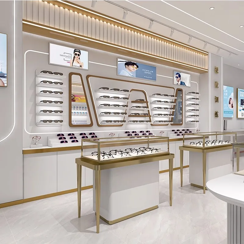custom.Light Luxury Glasses Cabinet Myopia Glasses Sunglasses Sunglass Shop Display Cabinet Whole Shop Custom Glass Counter