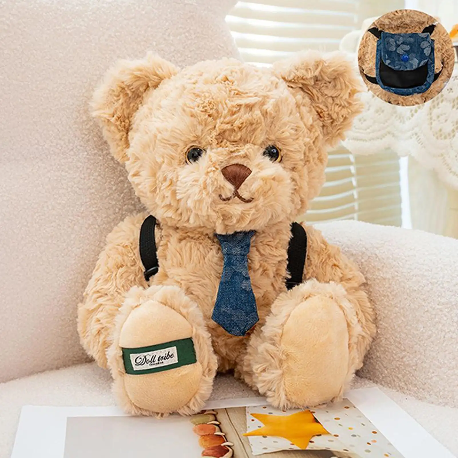 Oso de peluche con mochila, Animal relleno, juguete de peluche, peluche suave, alivio de la ansiedad, lindo muñeco de peluche, regalo para niños y adultos