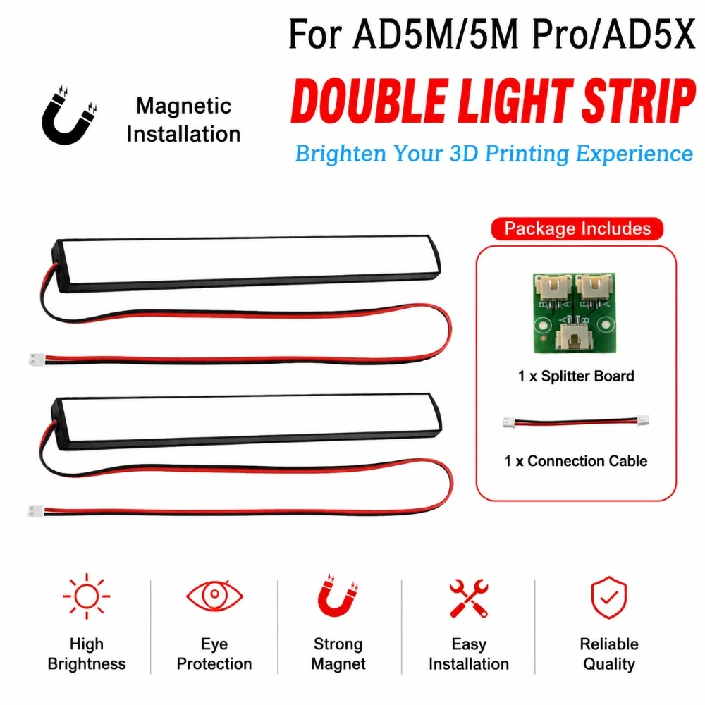 24V LED Doppel-Lichtleiste für Flashforge Adventurer 5M AD5M / AD5M Pro / AD5X 3D-Drucker Hochleistungs-Kammerbeleuchtungsleiste