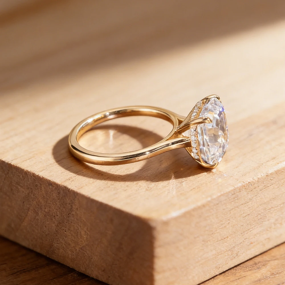 EWYA 아셔컷 1/2/3/5캐럿 3EX 모이사나이트 솔리테어 약혼 반지 여성용 s925 실버 브라이덜 히든 헤일로 빅 다이아몬드 밴드