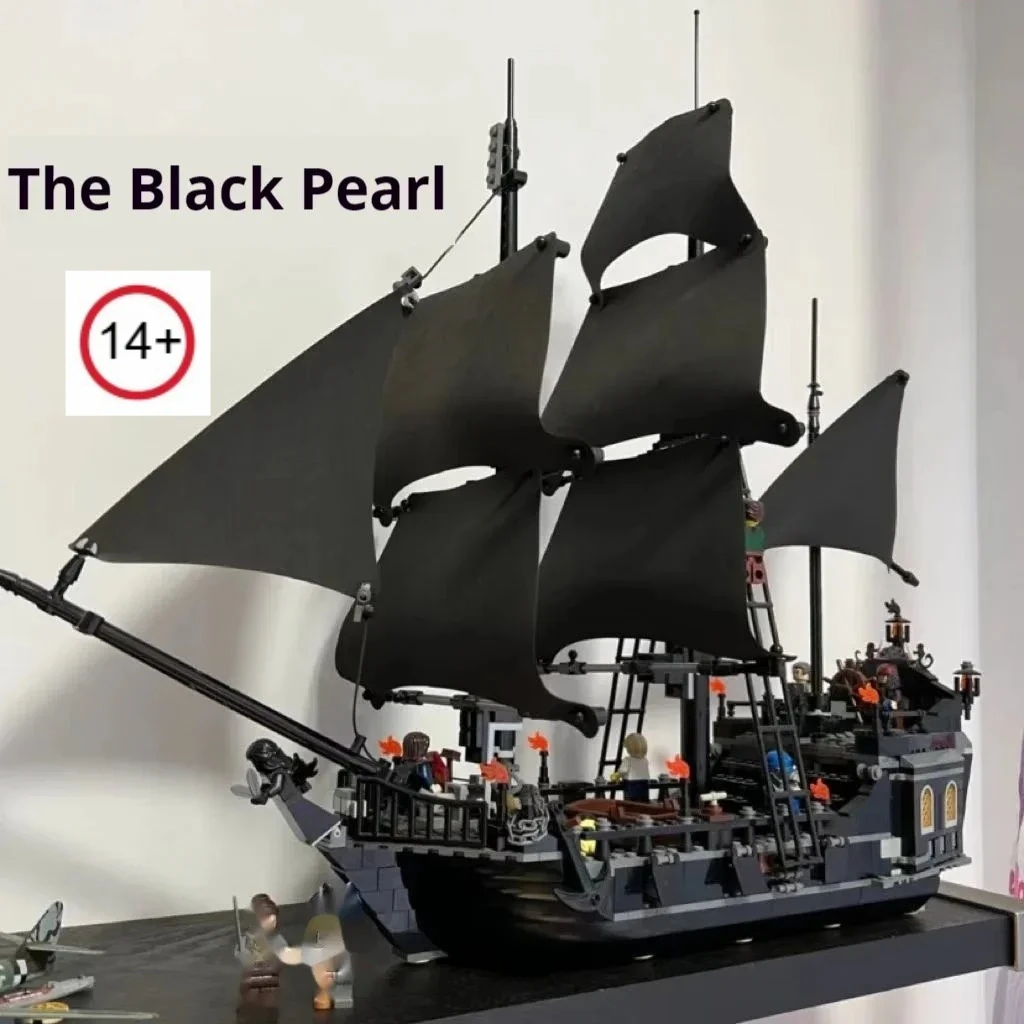 Creative Pirates The Black Pearl Ship Building Blocks Boat Model Caribbean Adventure Assemble 1:1 Bricks Toy Kid Adult Xmas Gift