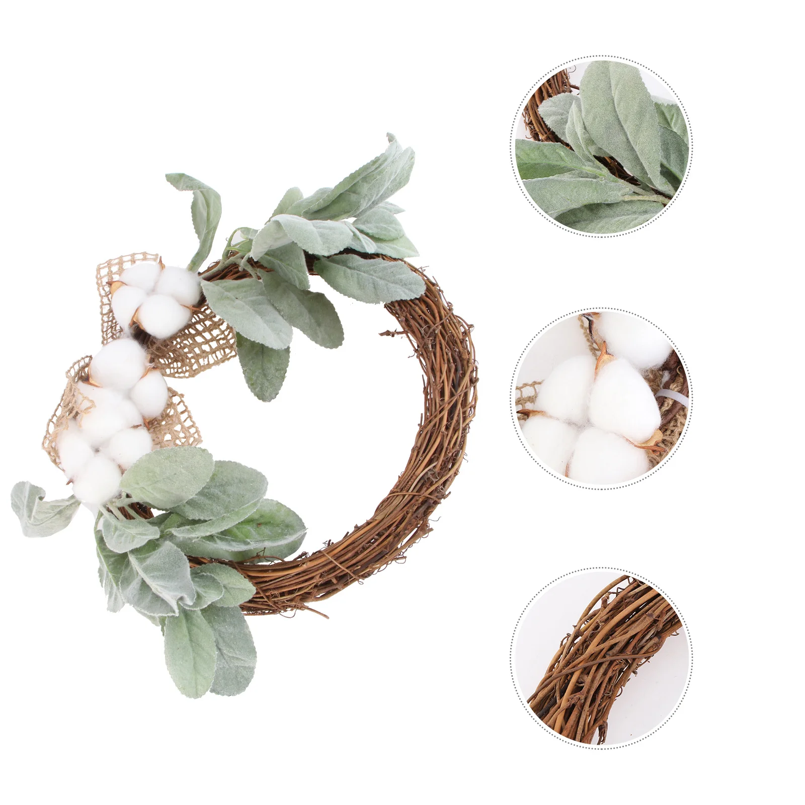 

1Pcs Simulated Wreath Premium Artificial Lemon Leaf Cotton Decorative Garland for Door Hanging Wedding Pendant Home Garden Wall