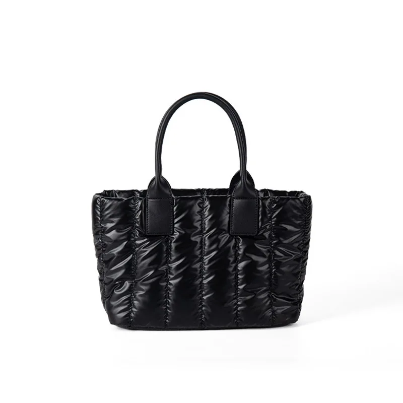 

Fashion new elegant women's handbag autumn and winter casual nylon waterproof lightweight luxury down cotton travel shopping bag