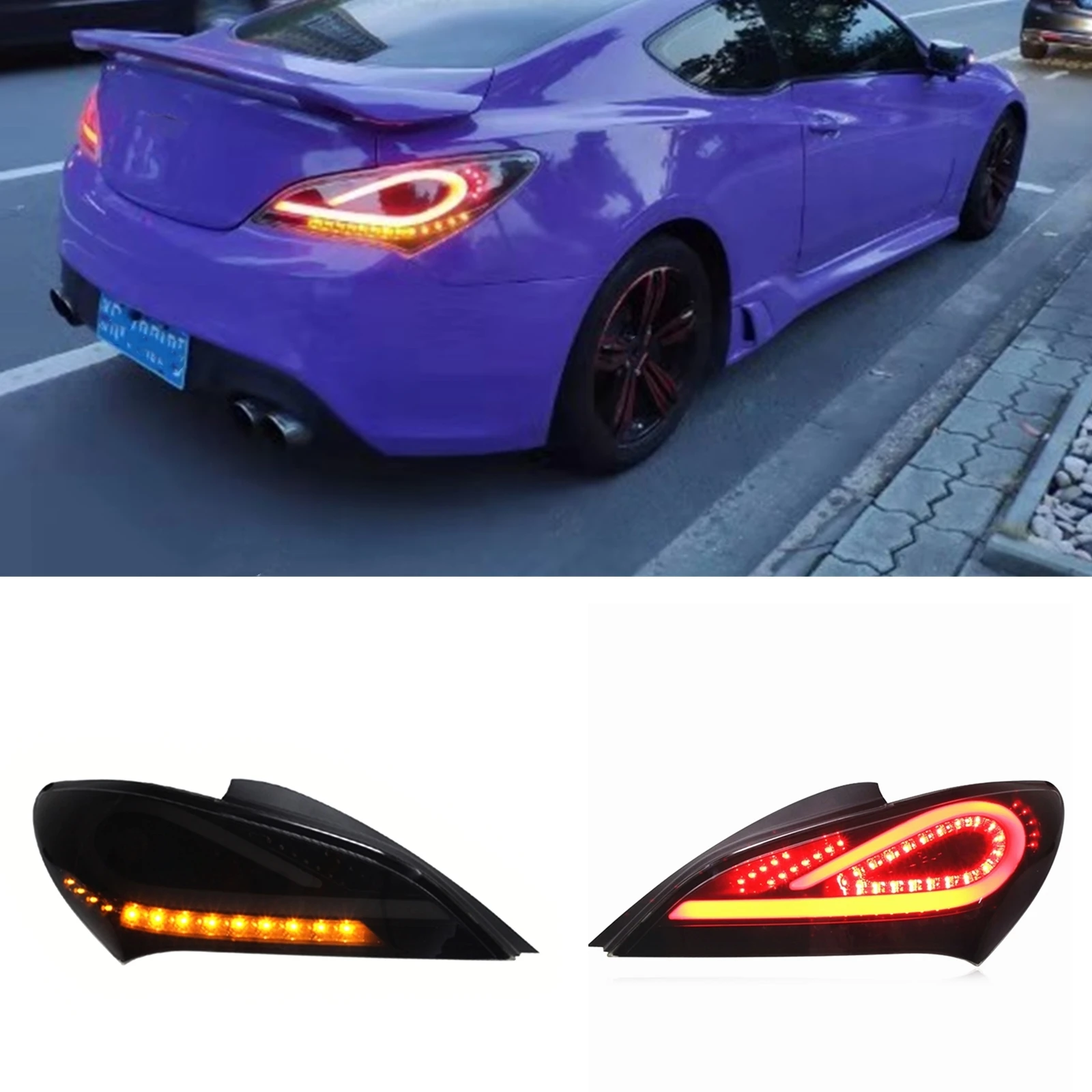 LED Rear Tail Light Brake Lamp For Hyundai Genesis Coupe 2009-2016 Black Car Trunk Lid Side Boot Signal Taillight Taillamp Bulb