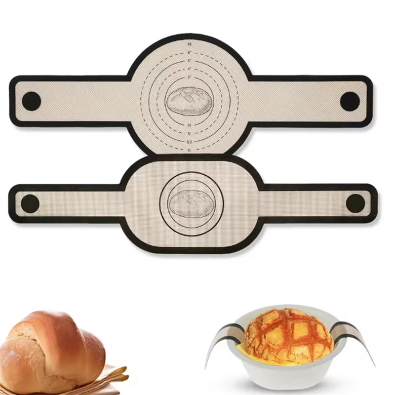

AT19-2Pcs Silicone Bread Mat Long Handle High Temperature Resistance Baking Bread Sling Sourdough Baking Mats Kitchen Tool