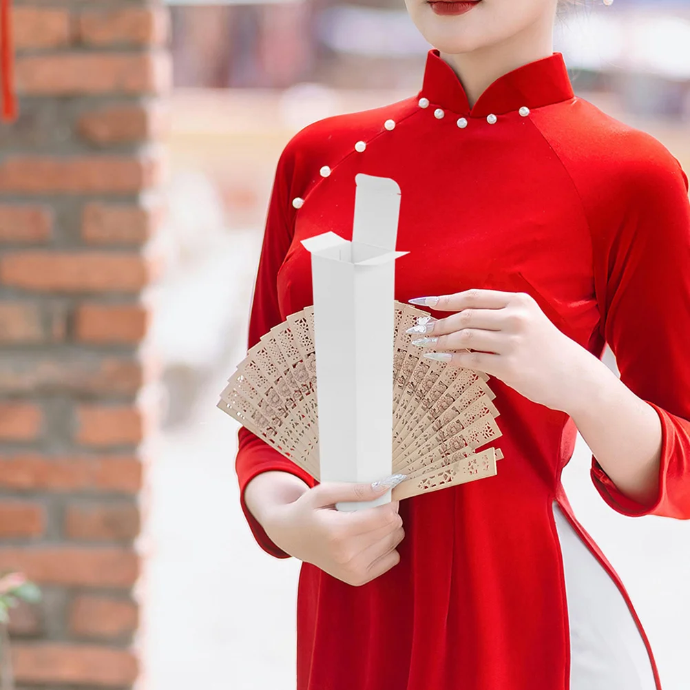 

25Pcs Folded Fan Storage Box Paper Holders Elegant Wrapping Containers DIY Decorative Simple Multi-Use Organizer