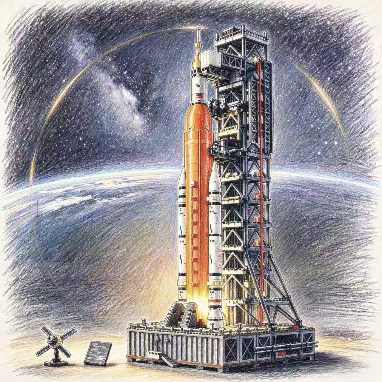 2026 New Rocket Building Blocks 3601pcs Space Launch System Model Building Blocks Birthday Christmas Gift