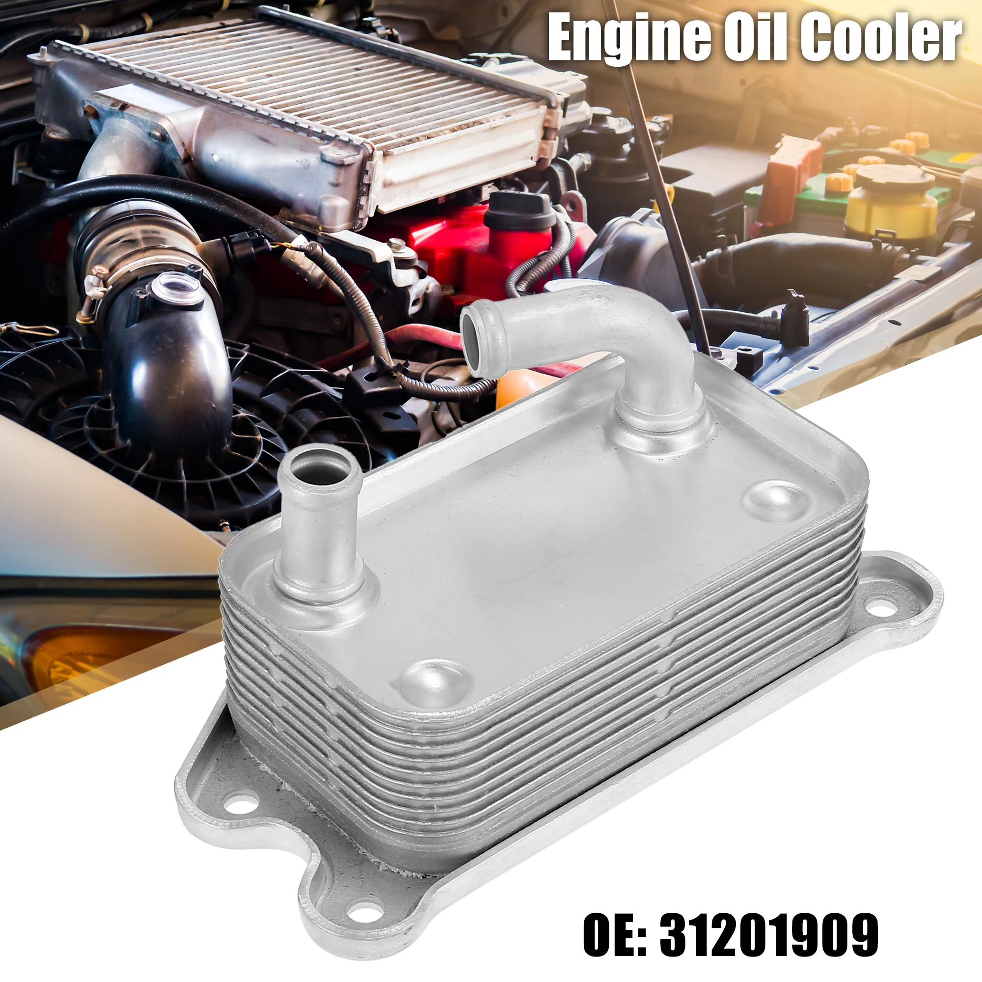 UXCELL 31201909 Automatic Engine Oil Cooler 11 Rows Silver Tone for Volvo C30 2007-2013