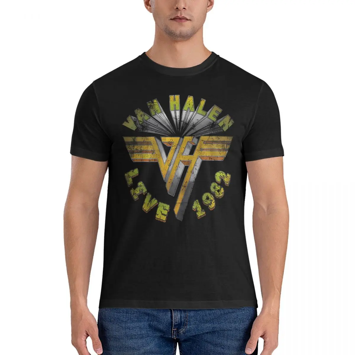 Van Halen Live 1982 Men T Shirt Van Halen Funny Tee Shirt Short Sleeve Crew Neck T-Shirts 100% Cotton Printed Clothing