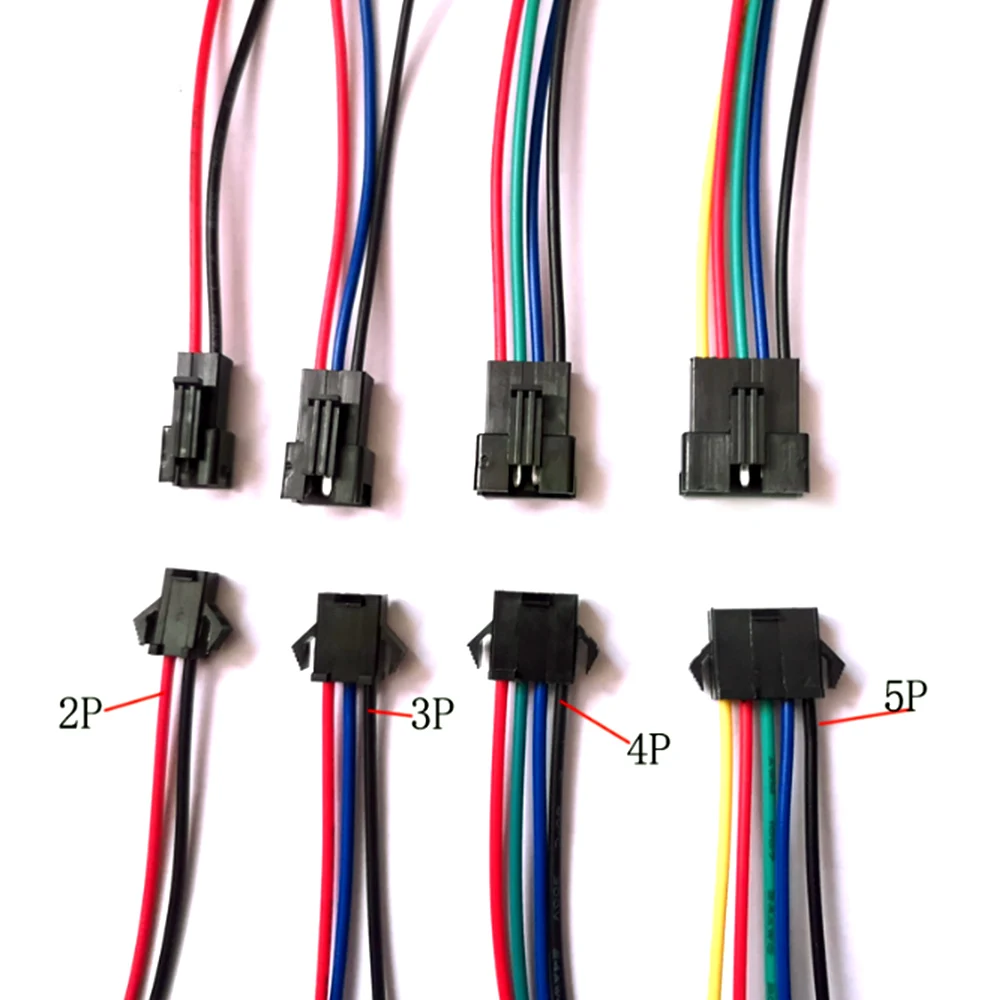 

10 Pairs New PVC Plastic 2Pin/3Pin/4Pin/5Pin Male And Female JST SM Connector LED Strip Cable