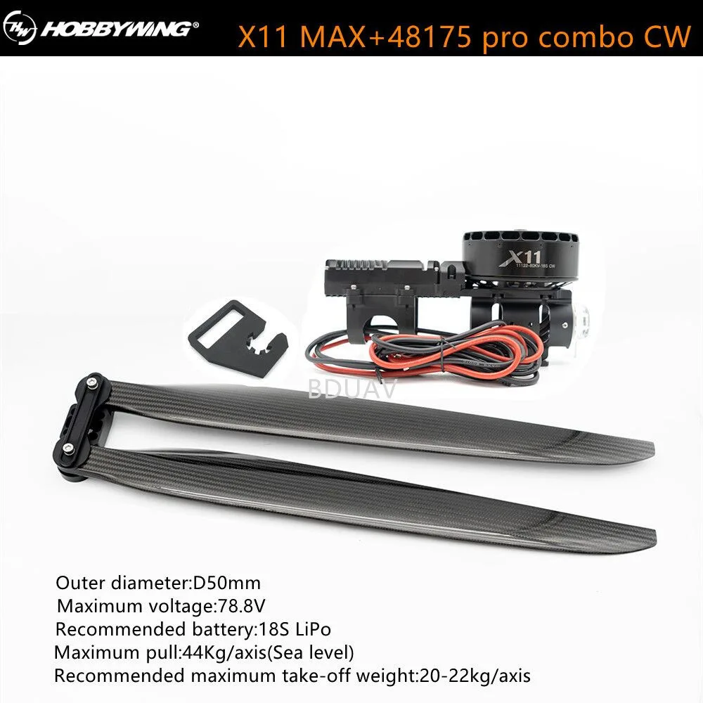 Hobbywing X11 MAX Power Set 11122 18S 60KV Aircraft Motor 48175 Propeller
