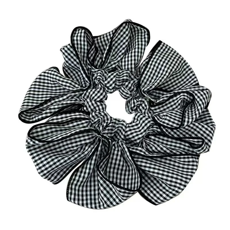 1 Pcs Ladies' Hair Scrunchies Korean Versatile Blue Plaid Flower Elastic Hair Bands Simple Versatile Hair Accessories For Girl view 5