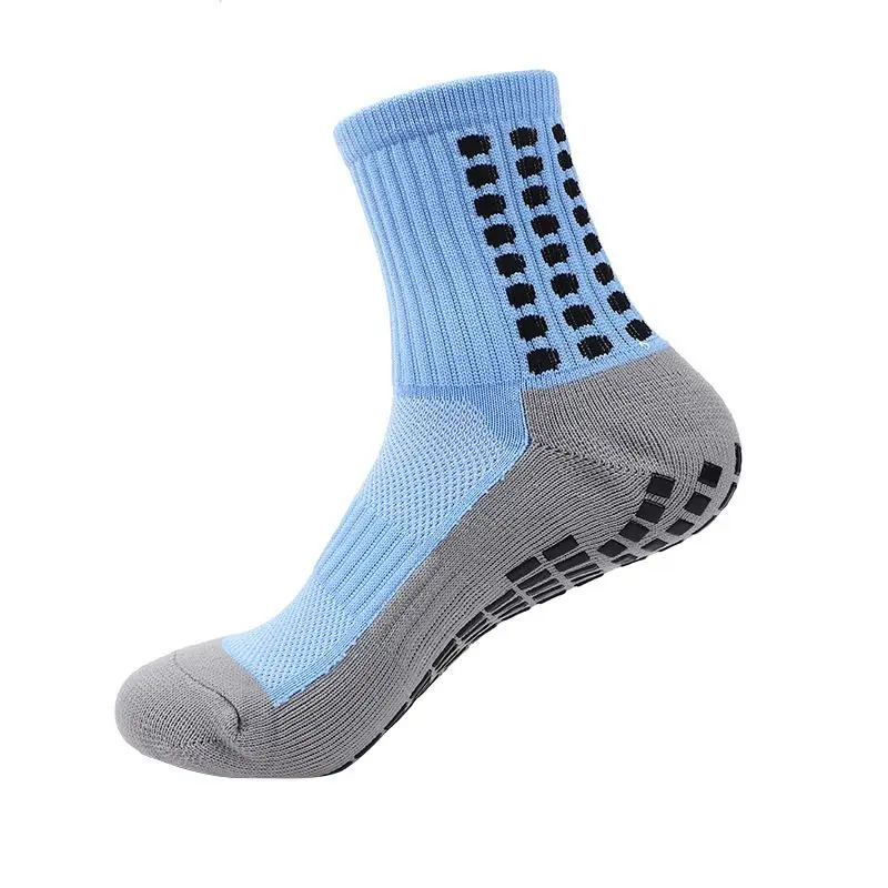 Chaussettes de Football pour hommes et femmes, mi coussin, antidérapantes, fond gris, épais, entraînement, basket-ball