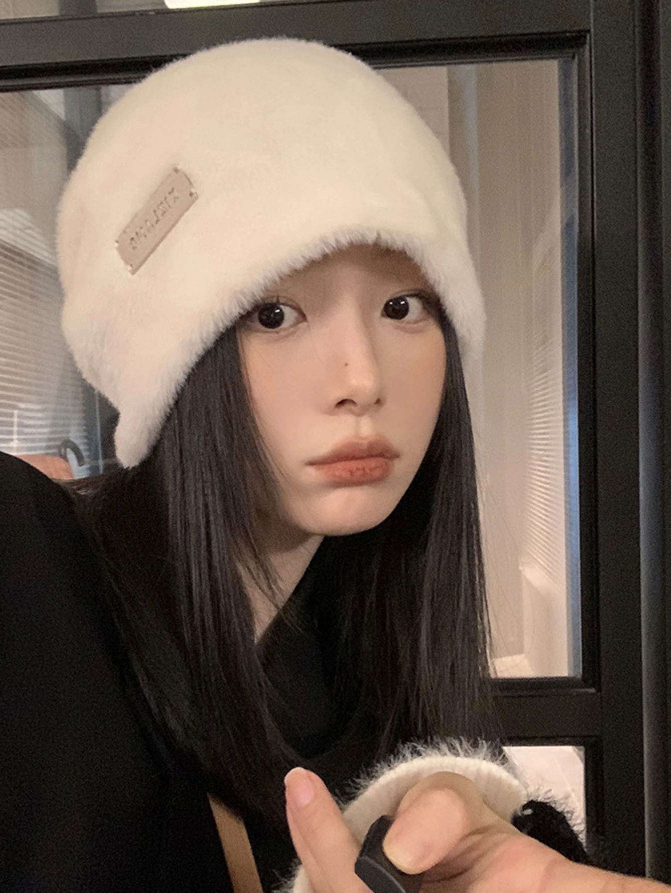 Winter new pile cap women's sweet furry hat trendy internet celebrity same style fashionable warm and cute cold hat