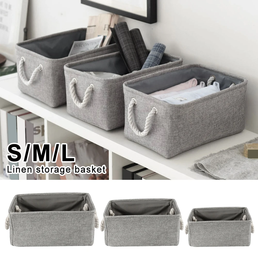 Felt Storage Baskets for Shelves Collapsible Storage Bin Rectangular Organizer Bins with Handles Sundries Storage Basket (S/M/L)