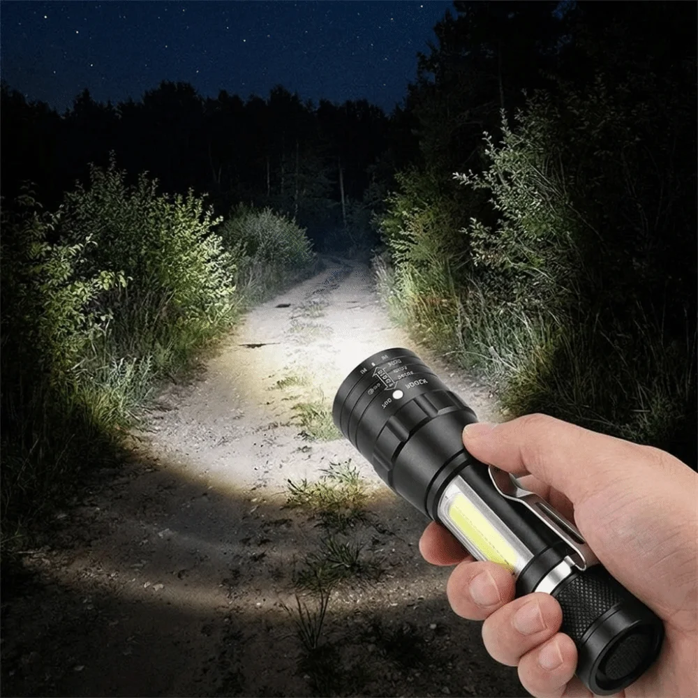 USB Rechargeable Mini LED Flashlight Long Lasting Portable Pocket Flashlight Waterproof Adjustable Focus LED Light Keychain