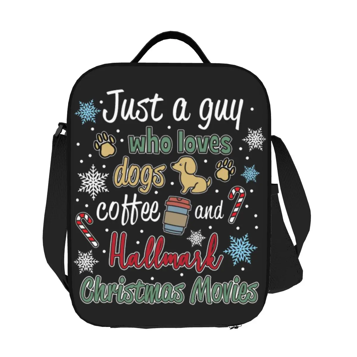 

Guy Who Loves Hallmark Christmas Movies Insulated Lunch Bags Lunch Boxes Cooler Thermal Picnic Food Tote Bags for Woman Kid Work