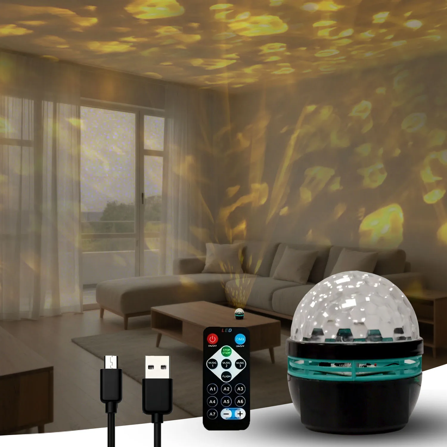 مصباح إسقاط LED USB أضواء التحكم عن بعد أضواء زخرفية لجو عيد الميلاد، أضواء داخلية، أضواء الحفلات.
