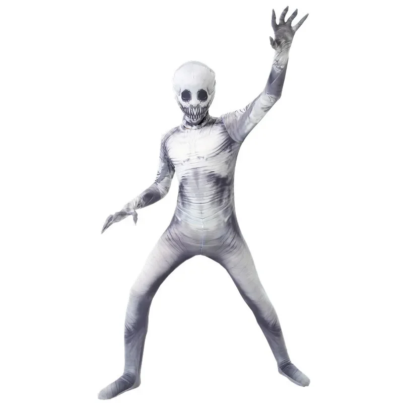 Costume de Zombie Effrayant d'Horreur pour Enfant et Adulte, Combinaison Imbibée de Masque de Tête de Mort, Habillage de ixde Carnaval