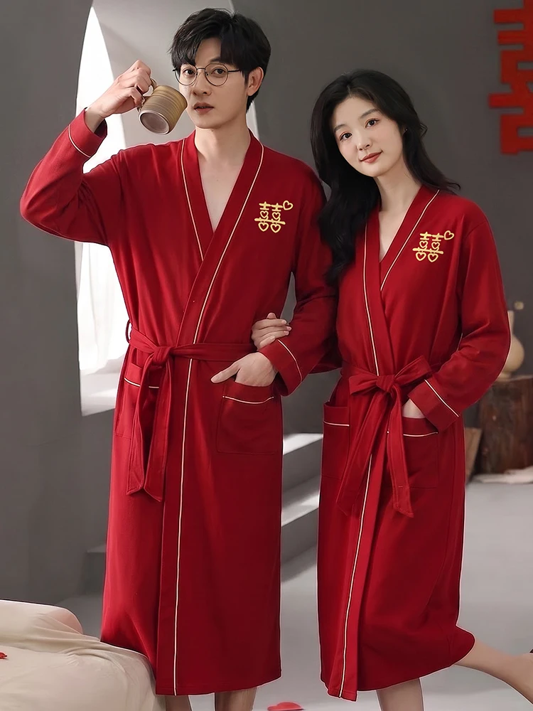 robe-de-mariee-longue-rouge-pour-couple-robe-de-mariee-et-de-marie-vetements-d'interieur-en-coton-vetements-de-nuit-pour-hommes-et-femmes-printemps-automne-hiver