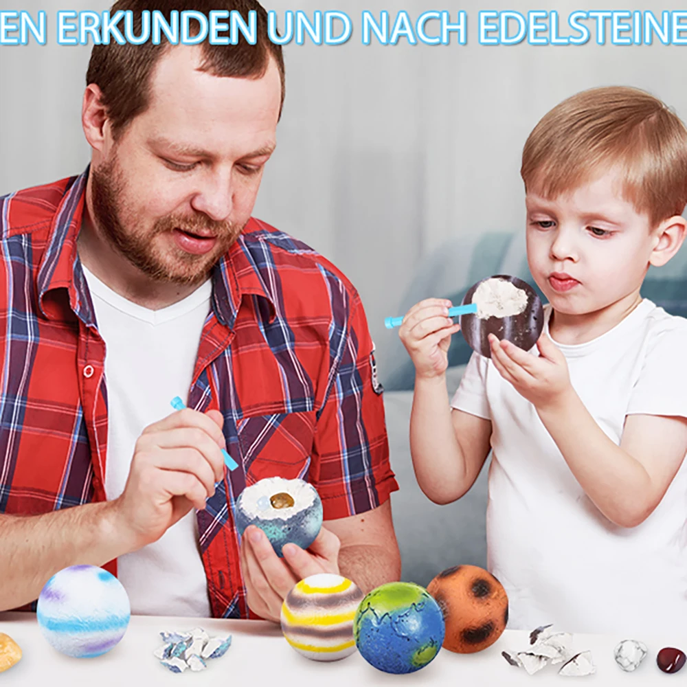 어린이 고고학 발굴 보물 행성 보석 광석 태양계 탐험 채광 과학 교육 교육 장난감