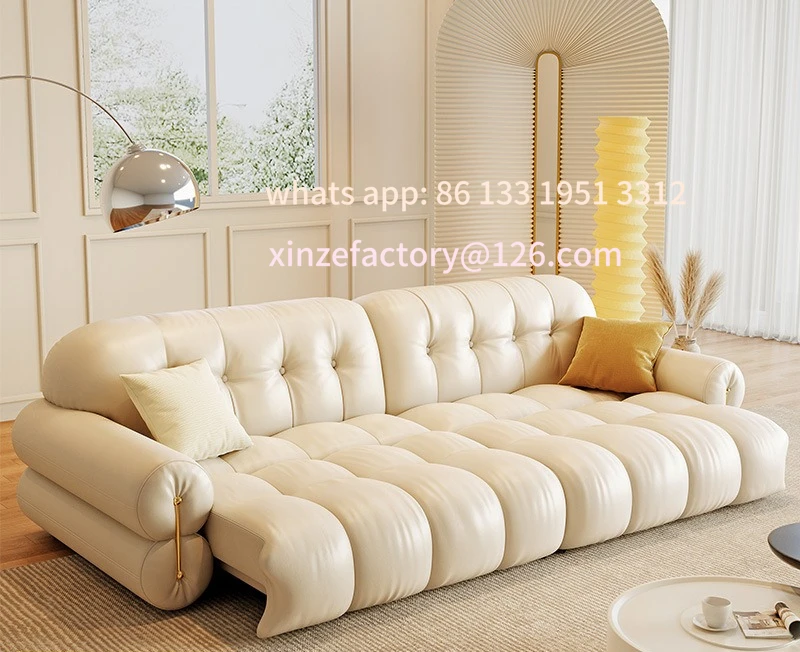 

Customizable winter bear French marshmallow leather straight row electric bed dual-purpose piano key function telescopic clou