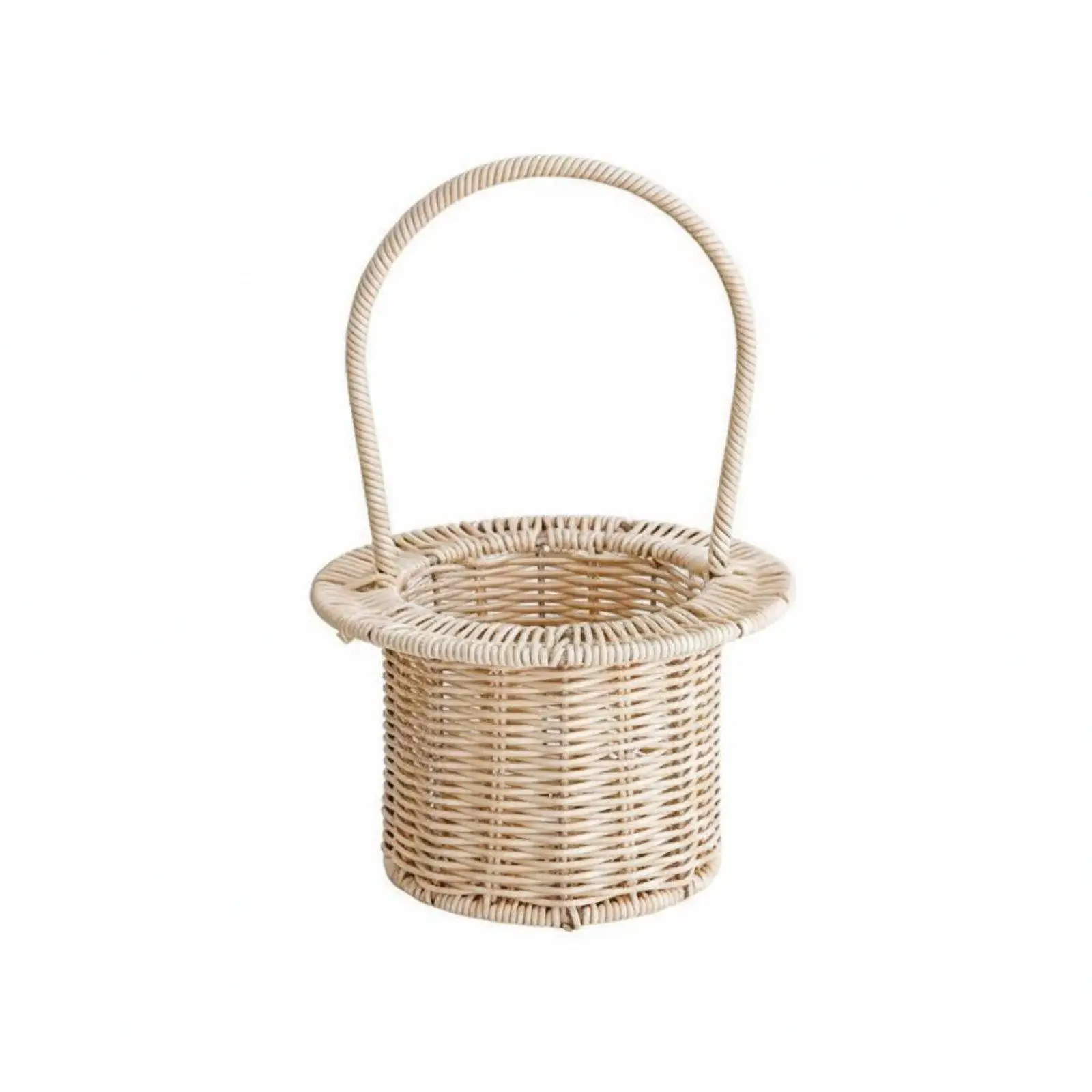 Plastic Woven Storage Basket Handmade Rattan Style Flower Fruit Organizer for Entryway Shelf Kitchen Table Display