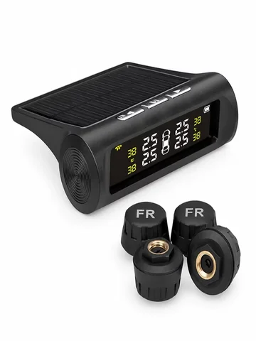 Solar Tire Pressure Sensor Car Tire Pressure Monitoring System with 4 Wheel Internal External Sensors TMPS