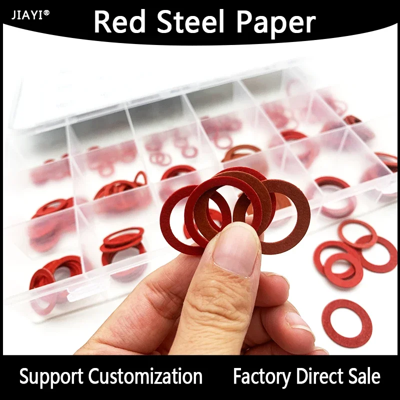 Red Steel Paper Kit 150 Pieces Insulation Washer M10 M12 M14 M17 M18 M20 M22 M24 corrosion and Wear resistance Flat Washer