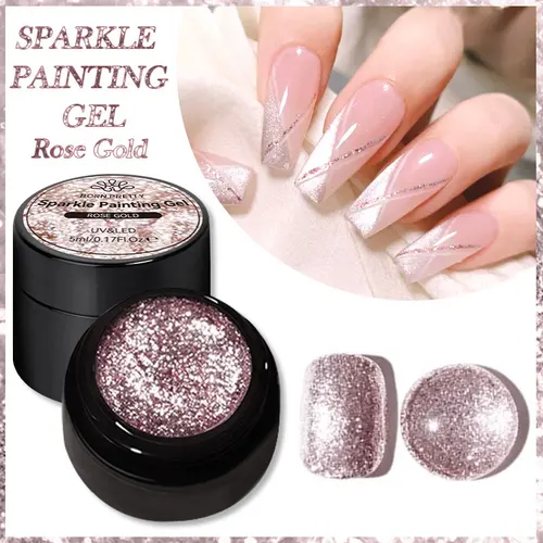 BORN PRETTY-esmalte de uñas en Gel, barniz semipermanente para dibujo de uñas francesas, platino, rosa, oro brillante, 5ml