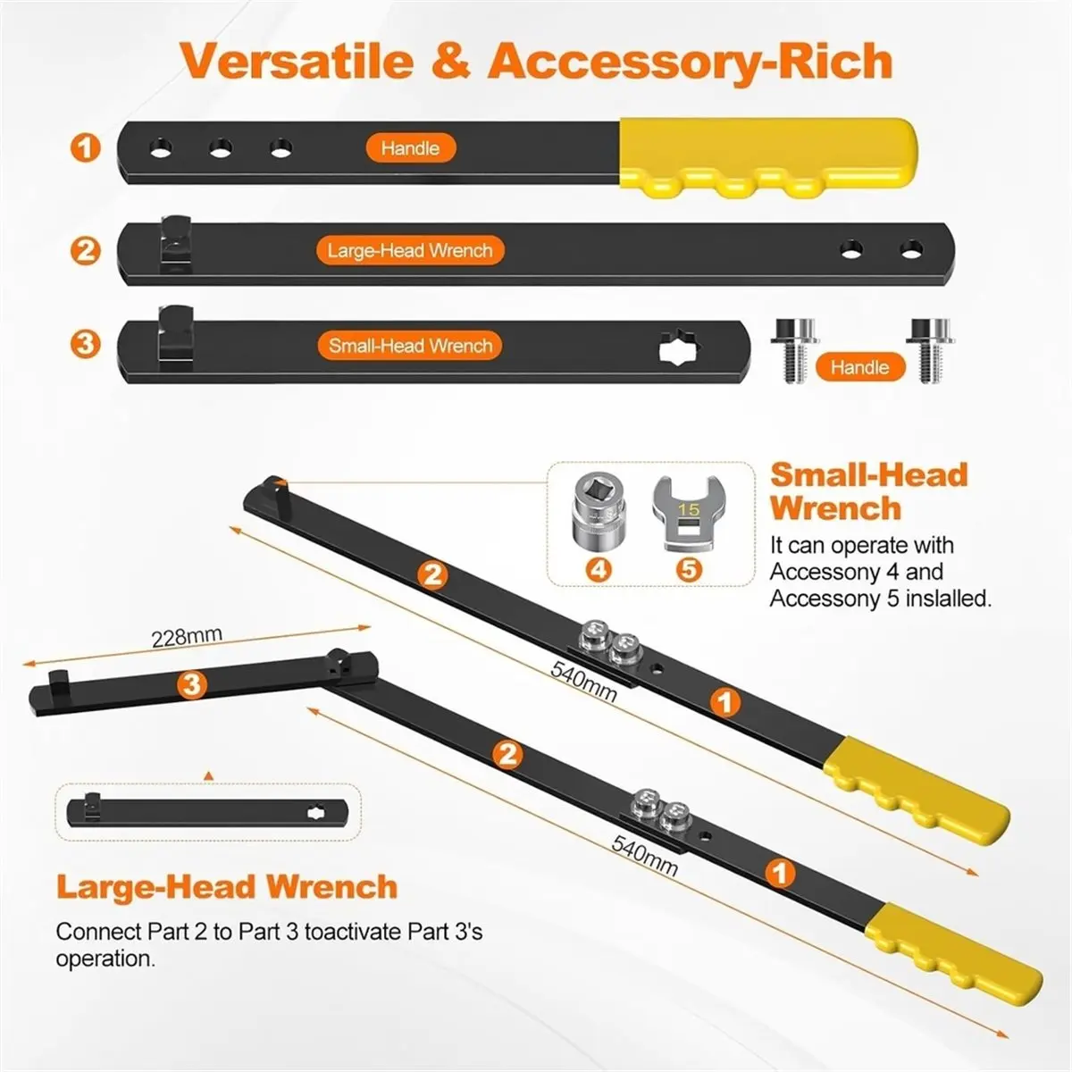 Serpentine Belt Tool Kit with Sockets and Wrenches Includes 15, 16 and 18mm Sockets Plus 13, 14 and 15mm Wrenches