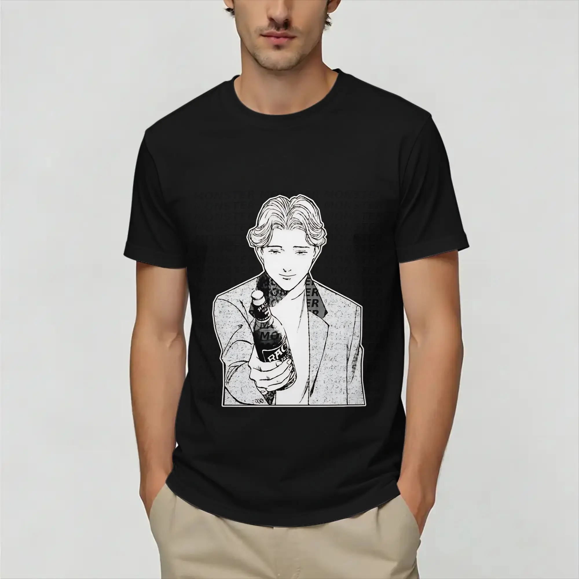 Moster Johan Liebert  T Shirt Summer  Cotton T Shirts For Man Hipster Design Tshirt Short Sleeve Y2K Fun Clothing