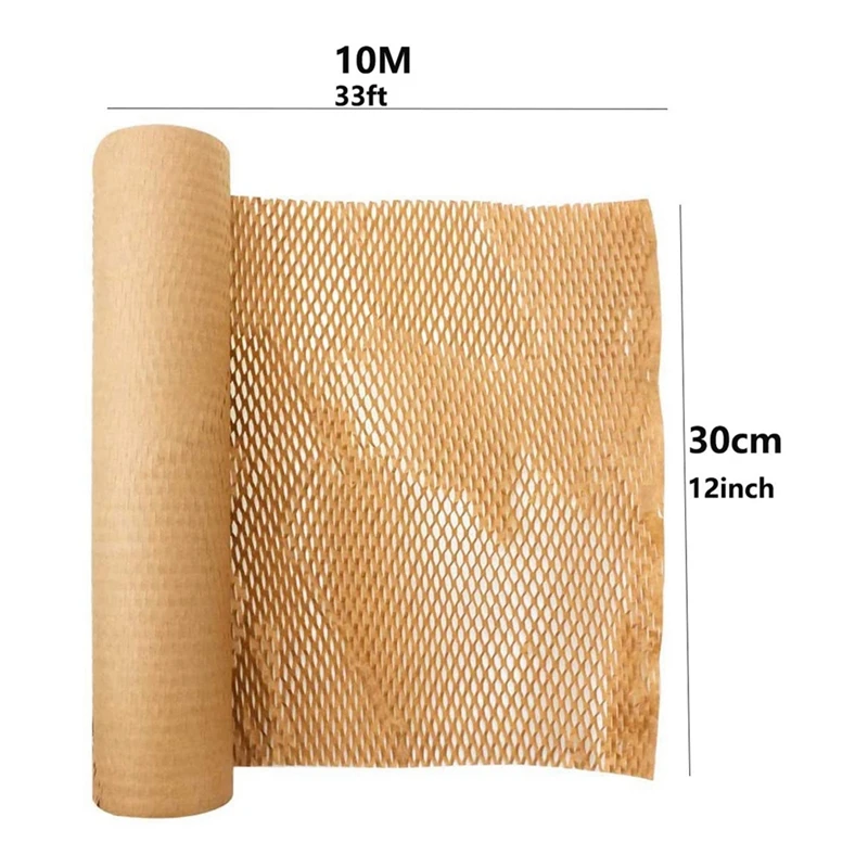 5 Roll Recycled Packing Paper 12Inch X 33FT Eco Honeycomb Paper For Moving Packaging Wrap Recyclable Cushion Material