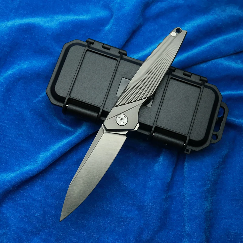 LEMIFSHE L95 Mark M390 Blade Flipper Folding Knife Titanium Alloy Handle Ceramic Ball Bearing Flipper Knives EDC Tool