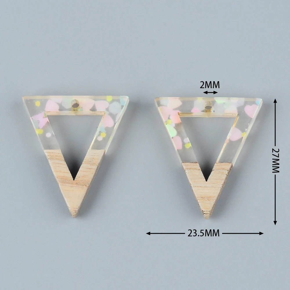 10pcs Geometric Long Strip Wood Charms Splicing Resin Pendant For Earring Keychain Necklace DIY Jewelry Making Accessories