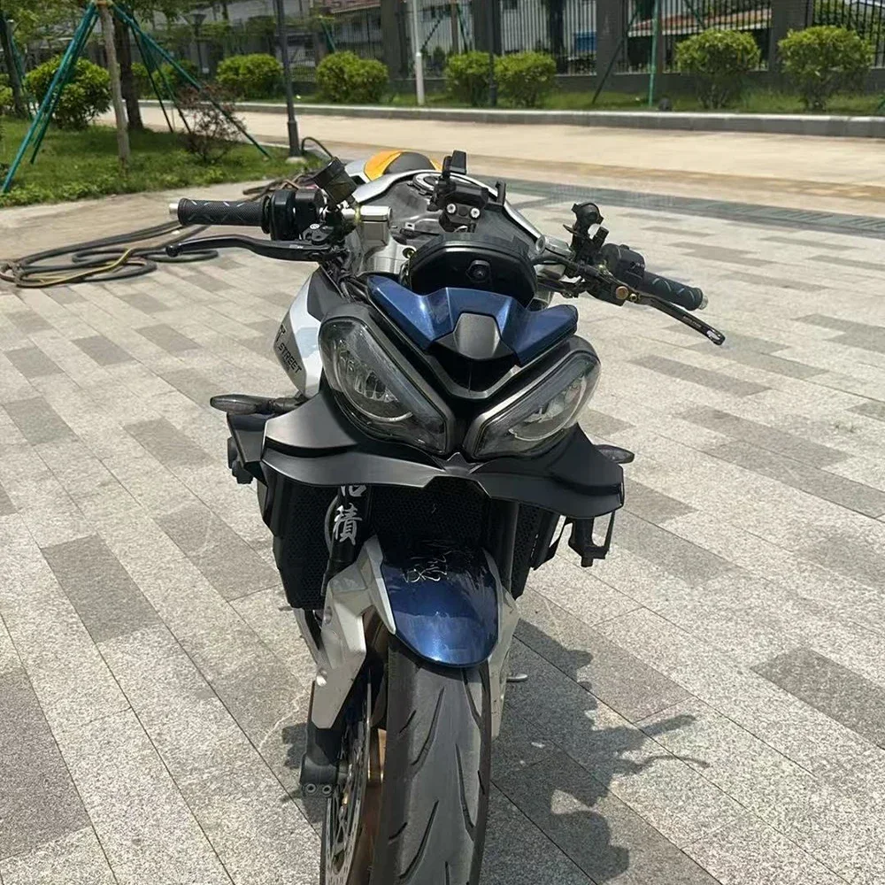 ل انتصار شارع الثلاثي 765 S R RS 2023-2025 دراجة نارية الرياضة downforce عارية المفسدين الأمامي الهوائية الجناح منحرف #2