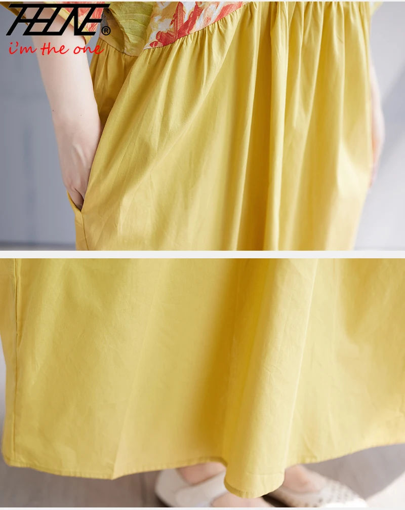 90KG Plus Size Dress for Women Summer Floral Casual Korean Style Loose Vintage Vestidos Para Mujer Robe Print Oversized Dresses