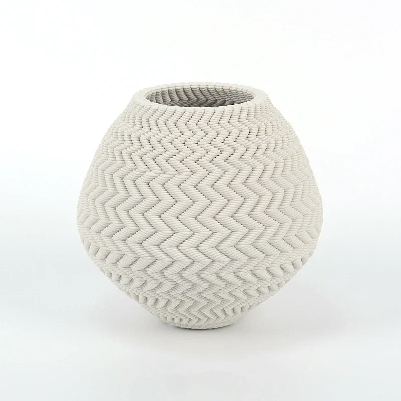 Modern minimalist art sense irregular flower ware 3D printing ceramic vase ornament living room atmosphere desktop decoration