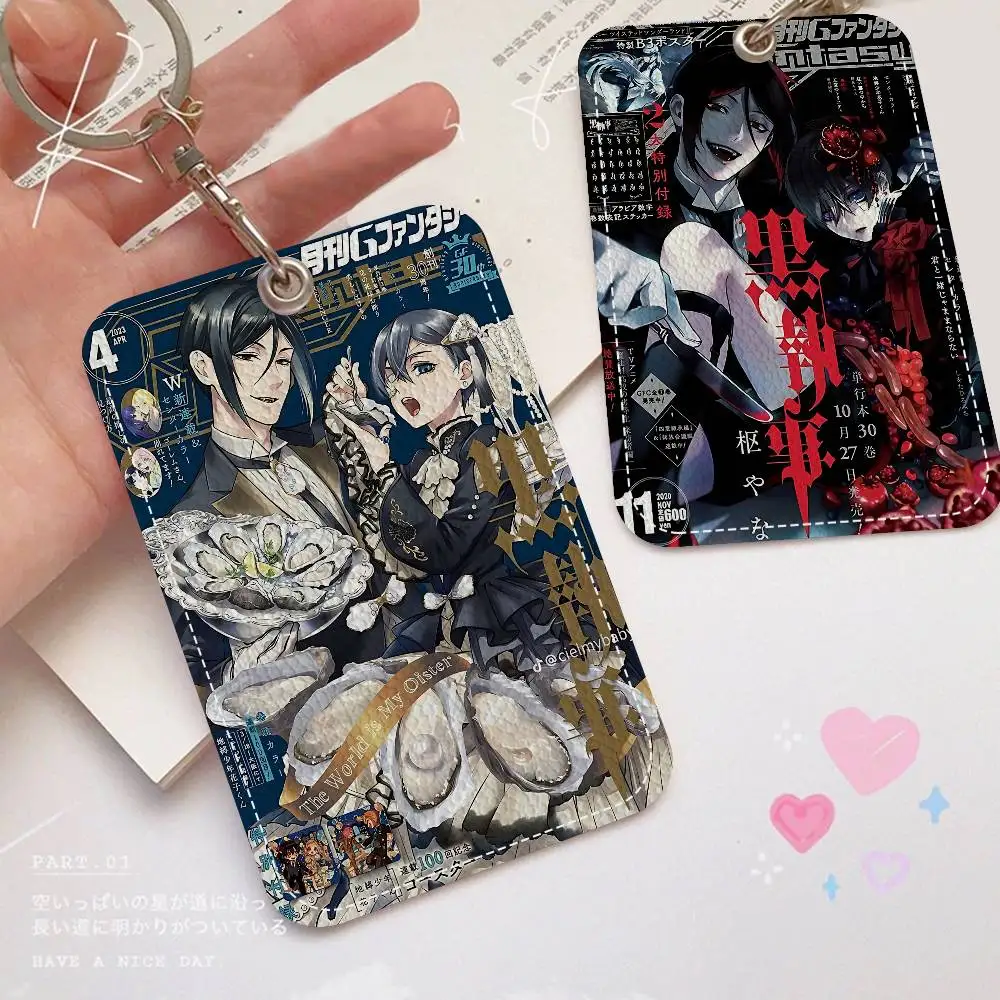 الكلاسيكية أنيمي B-أسود B-Butler حامل بطاقة مناسبة للبنك الأعمال حامل بطاقة العمل بطاقة الهوية الائتمانية شارة حقيبة حامل المفاتيح #5