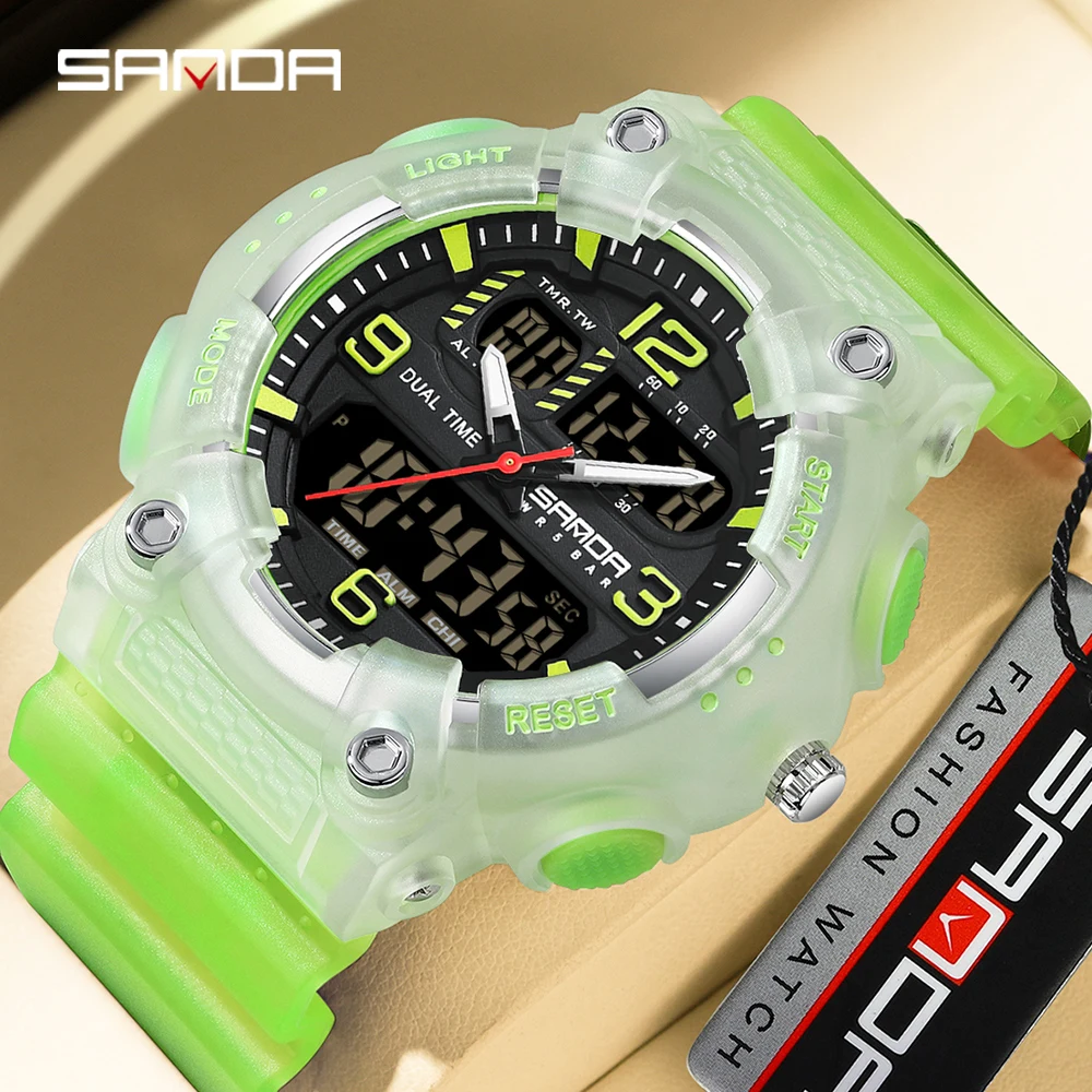 

SANDA Top Brand Leisure Men's Electronic Watch Night Glow Date Multi functional Waterproof Student Men's Electronic Watches 2024