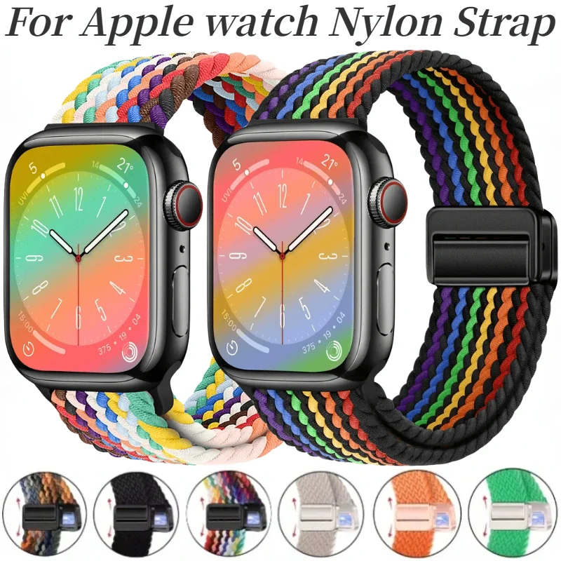 Correa trenzada de nailon para Apple Watch, pulsera para iWatch 10, 42mm, 46mm, Ultra 2, 49mm, 44mm, 45mm, 42mm, 40mm, 41mm, 9, 8, 7, 6, 5, 4, 3 SE