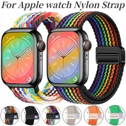 애플 워치용 나일론 브레이드 스트랩, 팔찌 밴드, iWatch 9, 8, 7, 6, 5, 4, 3, SE, Ultra2, 49mm, 44mm, 45mm, 42mm, 40mm, 41mm, 42mm, 46mm