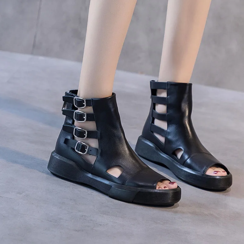 

XMWRLW 2025 Women Summer Sandals Genuine Leather Flat Shoes For Women Summer Shoes Sandals Rubber Sole Female Sandal Shoe Sandal