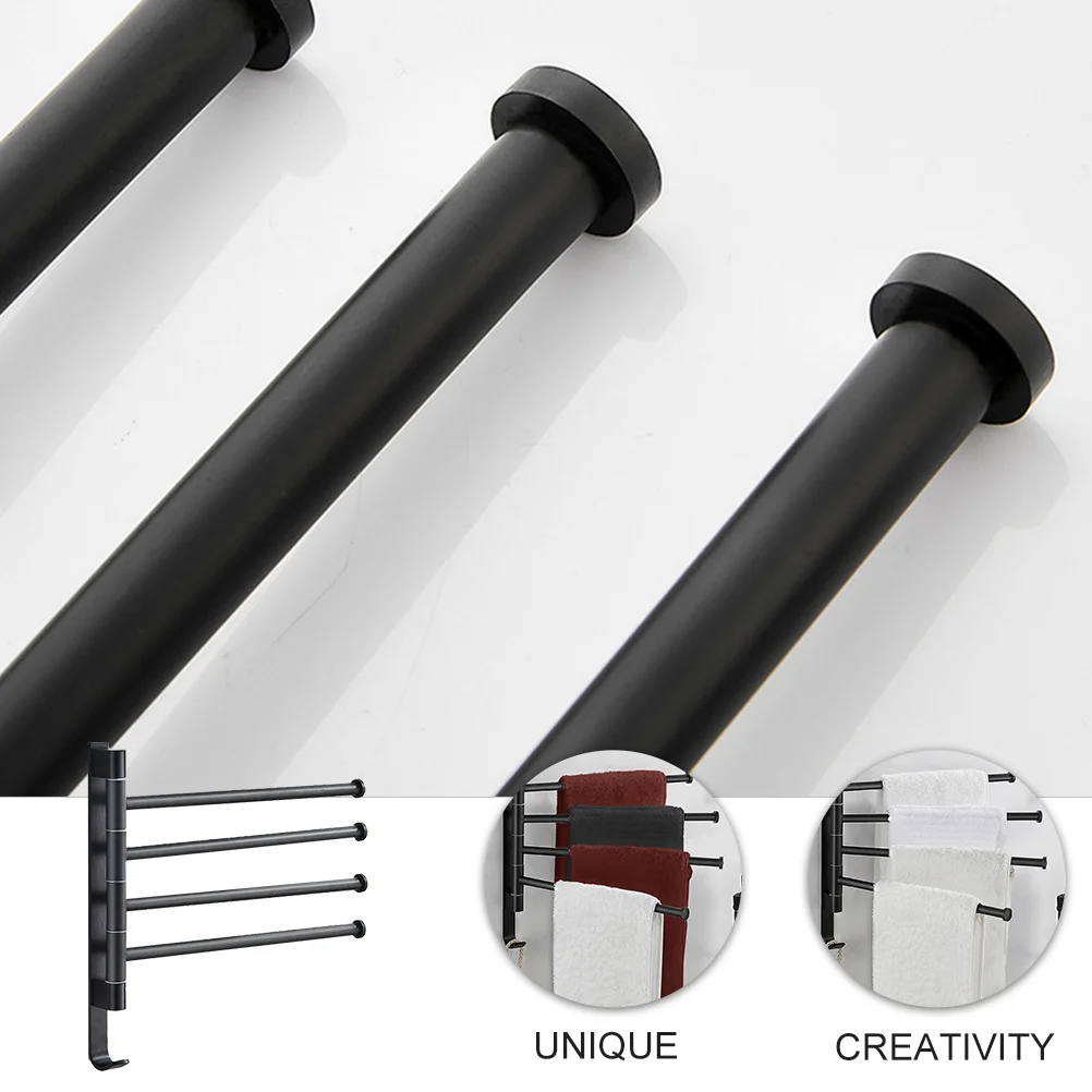 

Industrial 4-Bar Wall-Mounted Towel Rack Heavy Duty Swivel Holder for Bathroom Rustic Iron Pipe Storage Drying Organizer