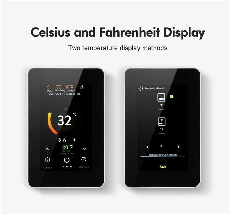 2025 Tuya Smart Home Indoor Horizontal screen  Thermostat Digital Water Heater Thermostat