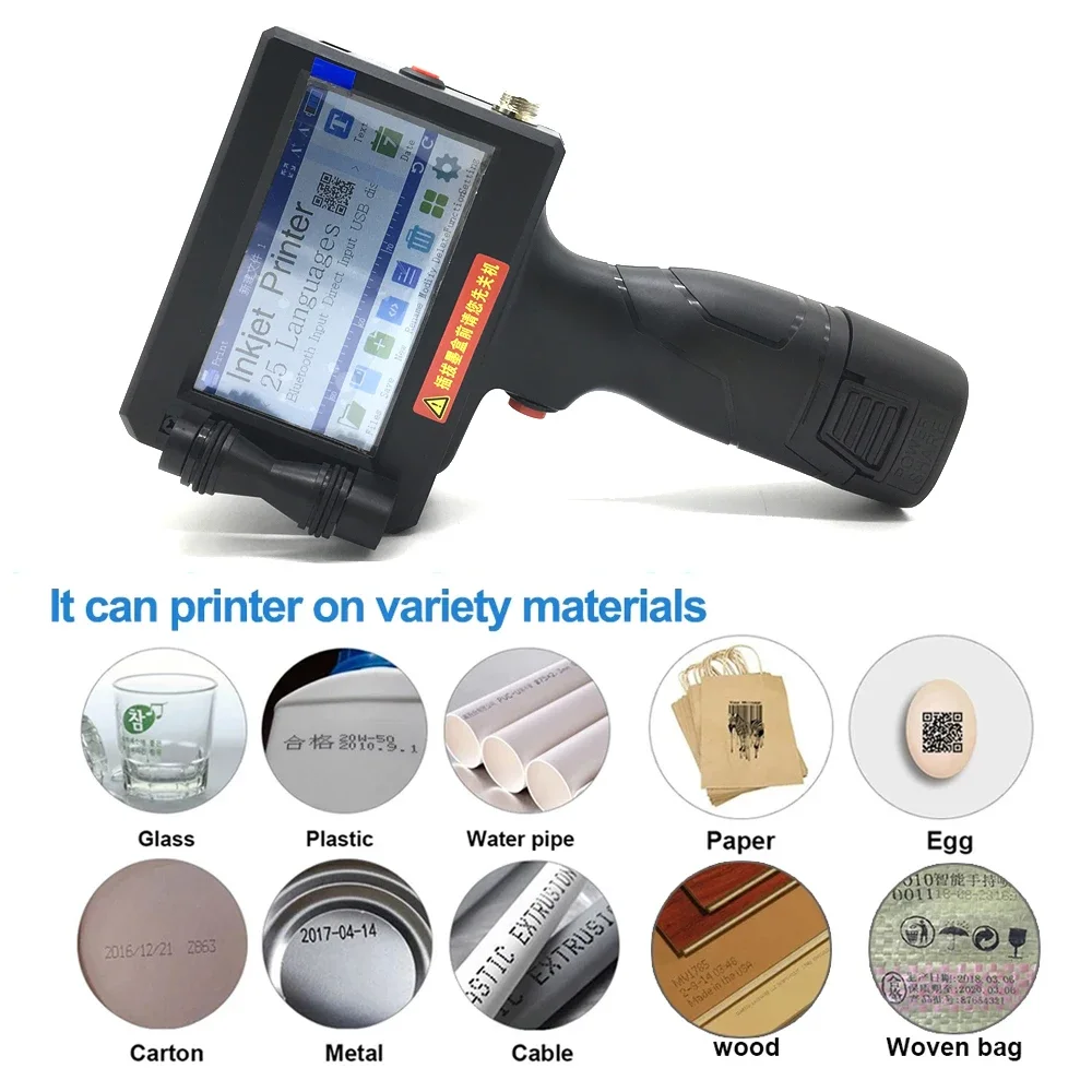 Imprimante à jet d'encre portable avec écran tactile, impression arabe Bluetooth, code QR, code-barres, verre de date d'expiration variable, déterminer, 4.3 pouces