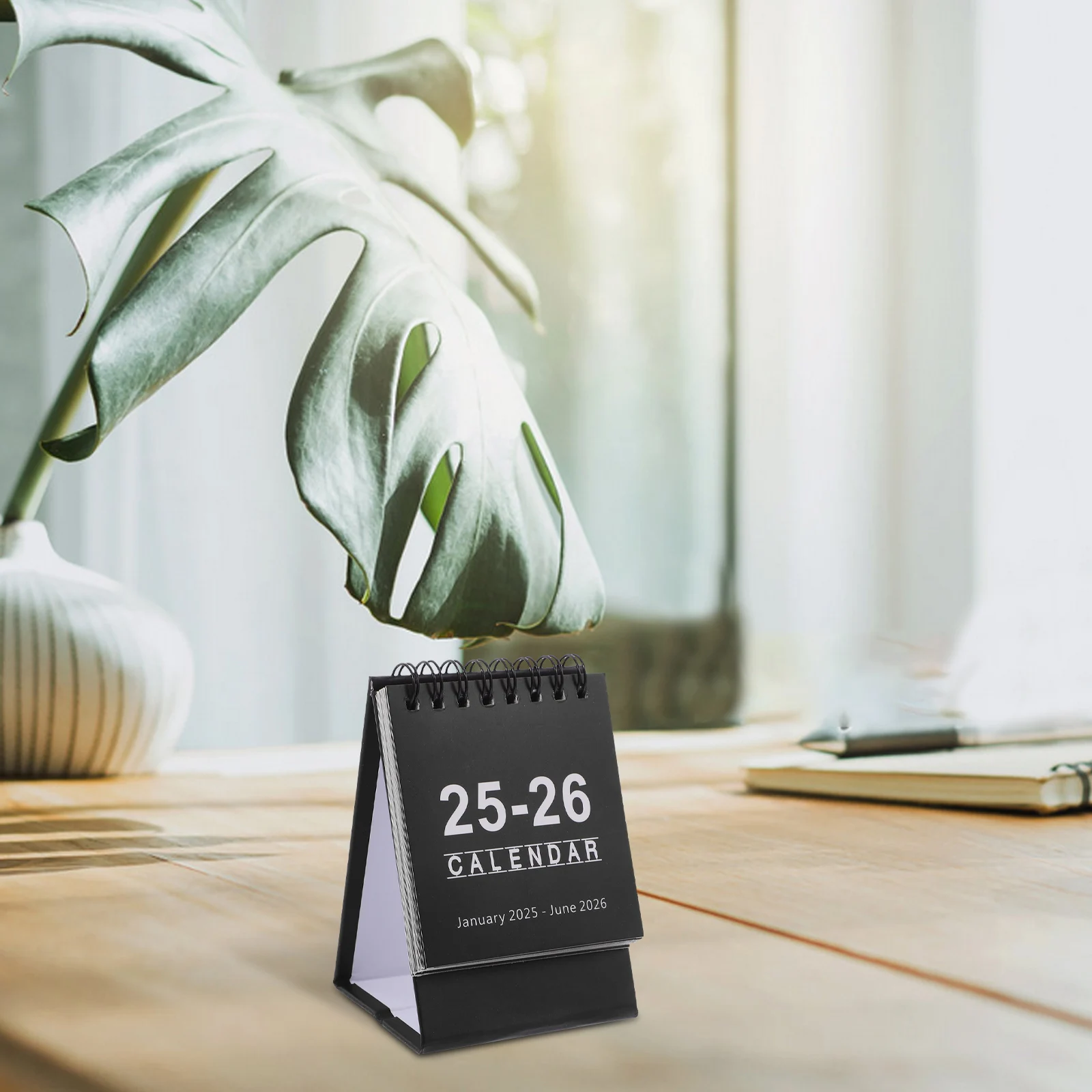 

Mini Monthly Desk Calendar Planner 2025-2026 Black Easel Paper Small Standing Design Compact Office Accessory Functional Desktop