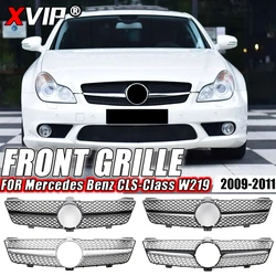 XVIP Chrome Diamonds Style Racing Grilles For Mercedes Benz CLS W219 CLS500 CLS550 2009-2011 Glossy Black GTR Style Upper Grille