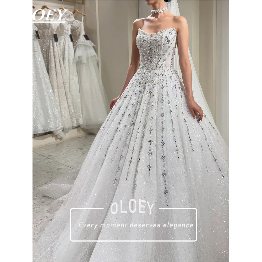 OLOEY Luxury Crystals Lace Wedding Dress Sweetheart Neck A-Line Bridal Gown Customized 2026 High-End Women's Robe De Mariage