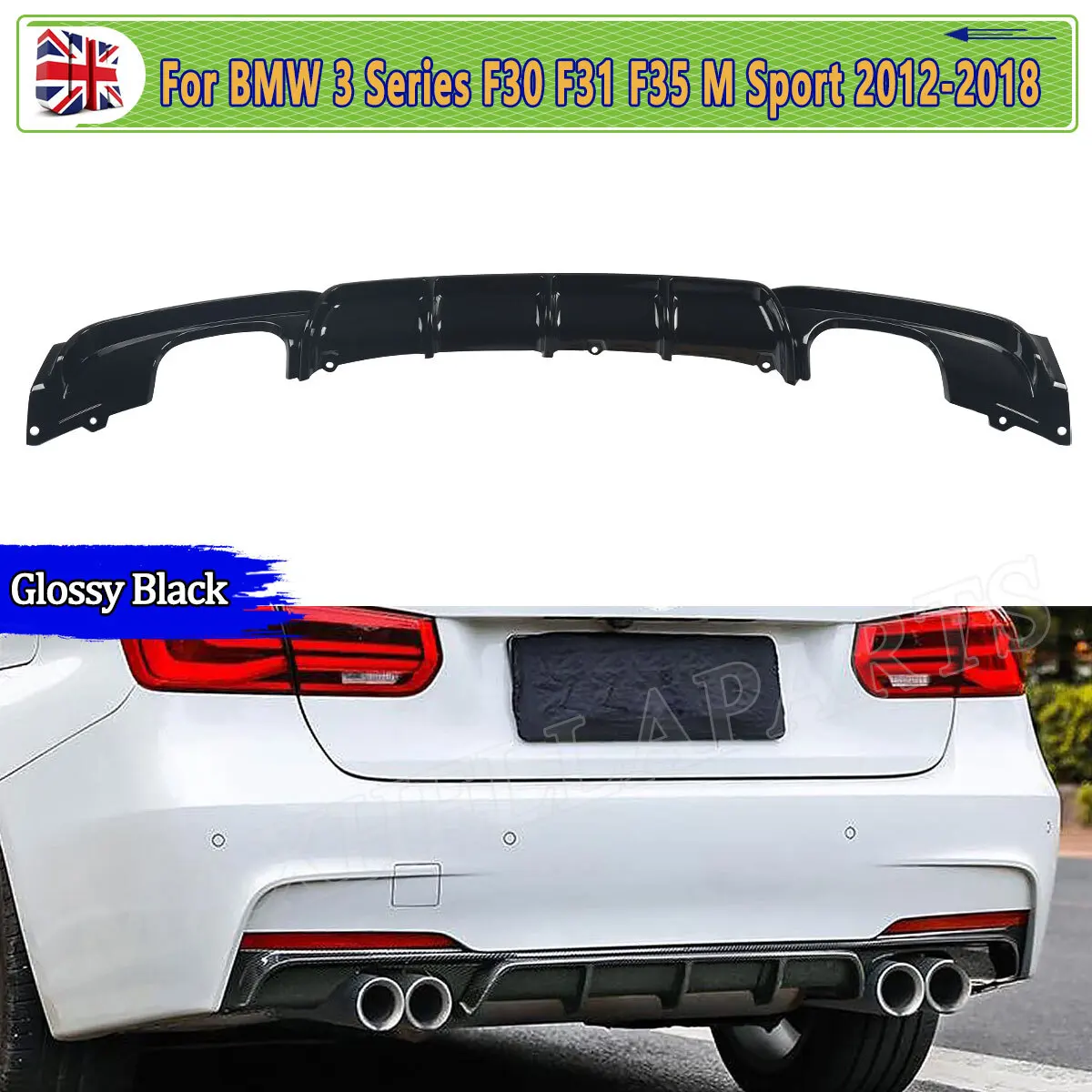 

Rear Diffuser Bumper Replace For BMW 3 Series F30 F31 318d 320i 330i 340 2012-2018 Gloss Black Rear Valance diffuser Spoiler Lip